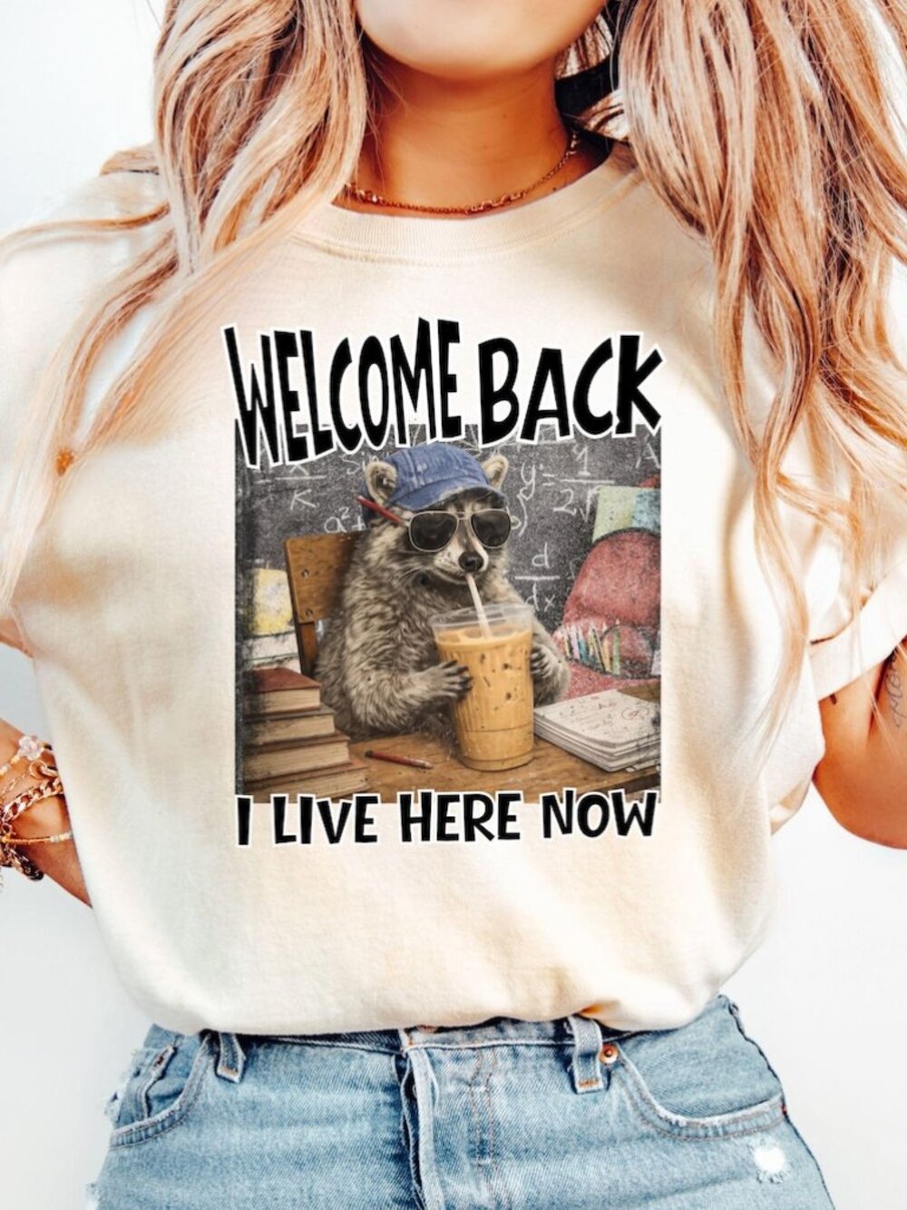 Back to School Teacher Shirt, Funny Raccoon I Live Her Now Classroom tshirt